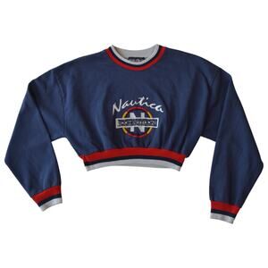 Vintage Nautica Competition Cropped Sweatshirt Made in USA - 90s Streetwear